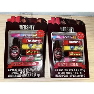 Hershey Scented Lip Gloss Balm Candy Bubble Yum Reese's Twizzler Set Of 2
